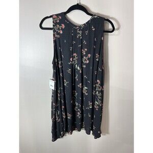 Free People Snap Out Of It Sleeveless Tree Swing Top Small Black Floral NEW